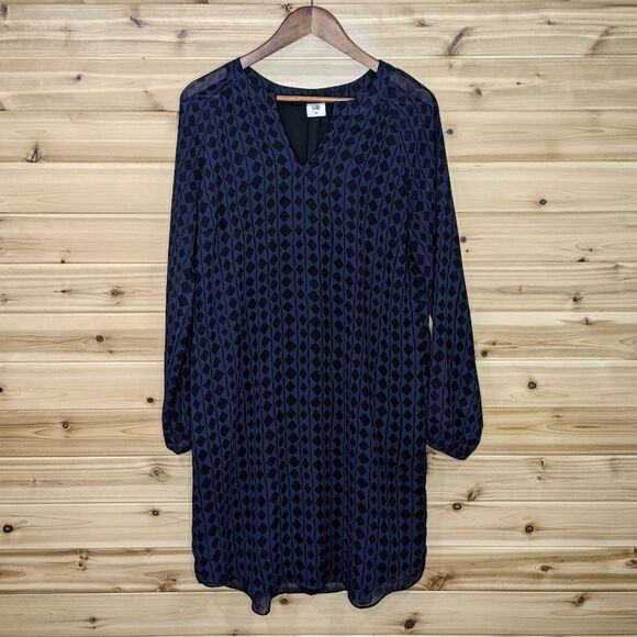 CAbi #3102 Harlequin Shift Dress Blue and Black size Medium - Picture 1 of 9